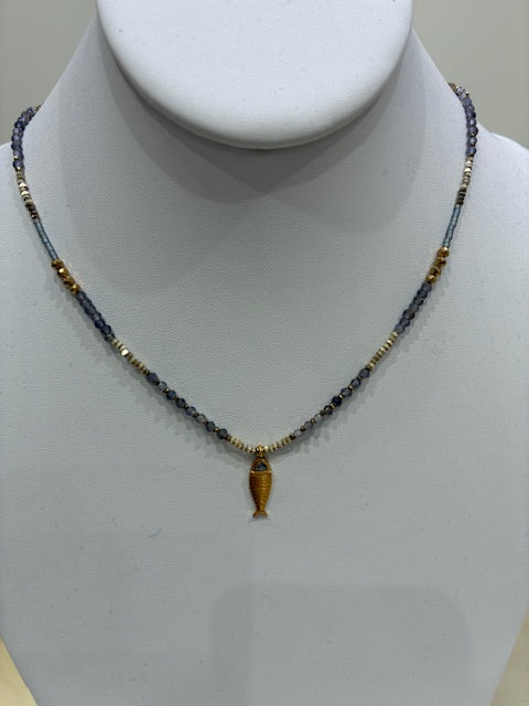 Gold Fish Beaded Necklace