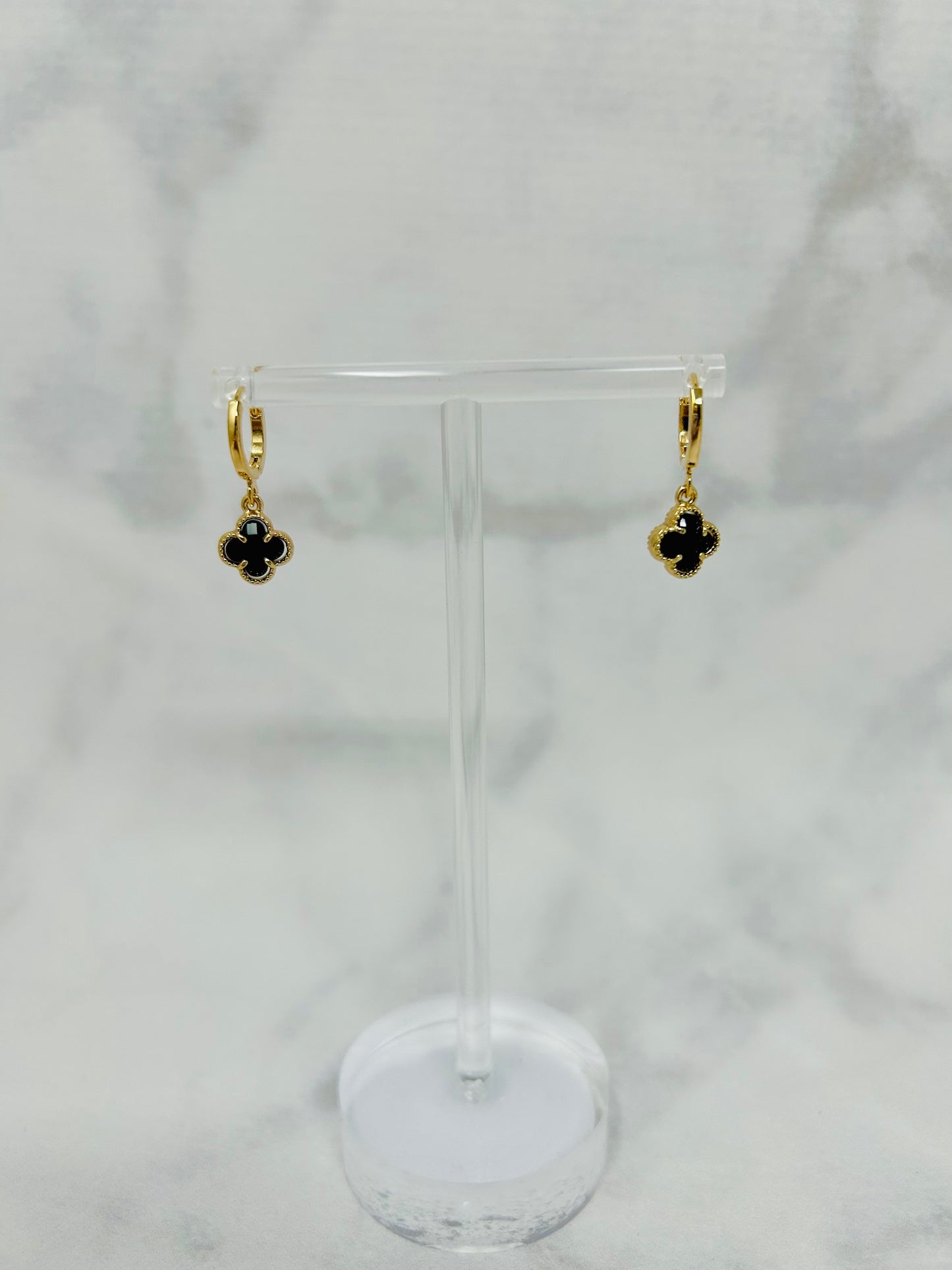 Glass Clover Dangle Clip Ons