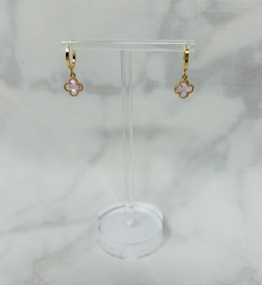 Glass Clover Dangle Clip Ons