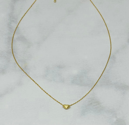 Textured Heart Charm Necklace