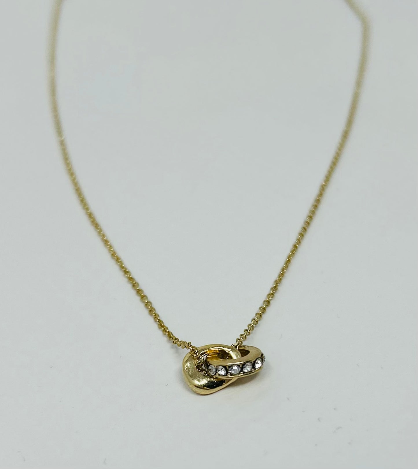 Linked Crystal Pave Ring Necklace