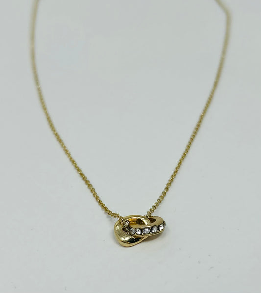Linked Crystal Pave Ring Necklace