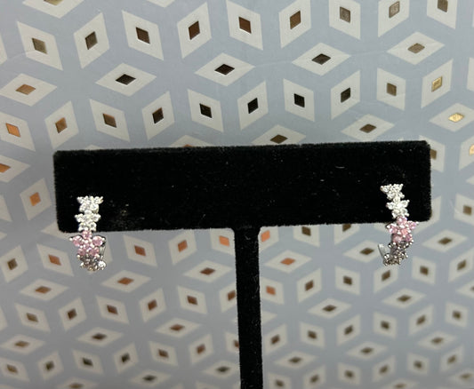 Fiona Petite Hoop Earrings w CZ, White Gold