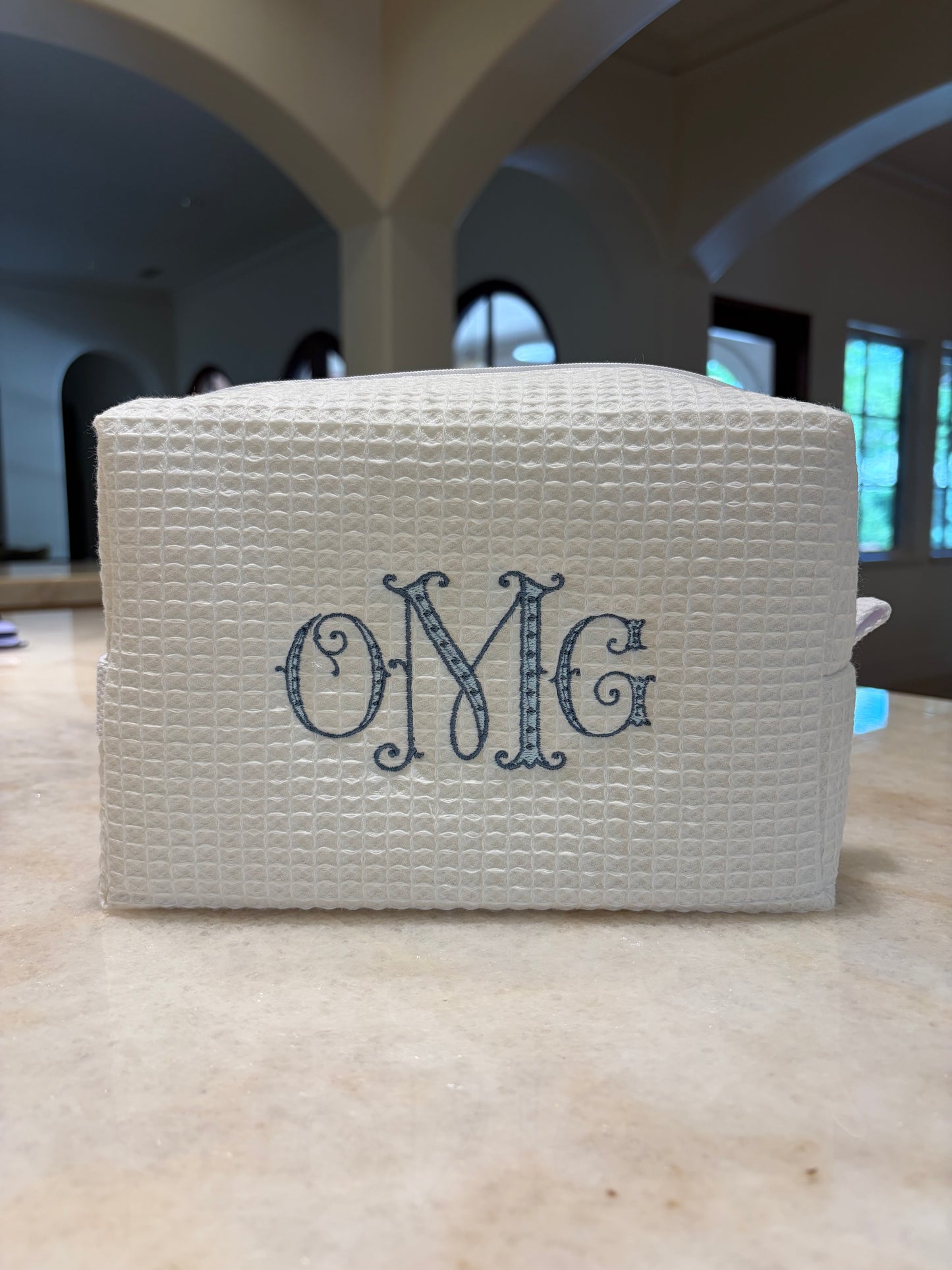 Waffle Cosmetic Bag with Monogram - CALL TO SPECIAL ORDER