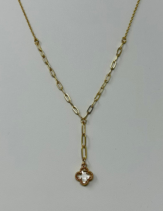 Clover Pendant Y Shaped Necklace