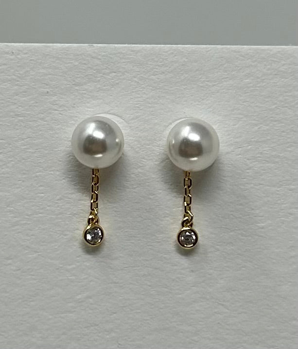 Pearl Post w Chain Drop