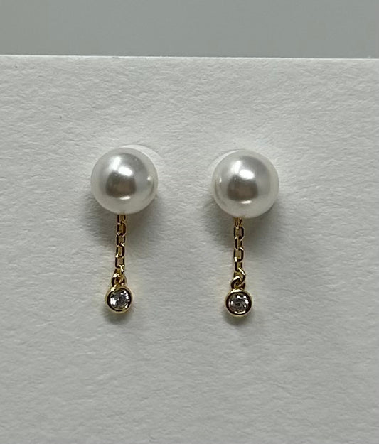 Pearl Post w Chain Drop