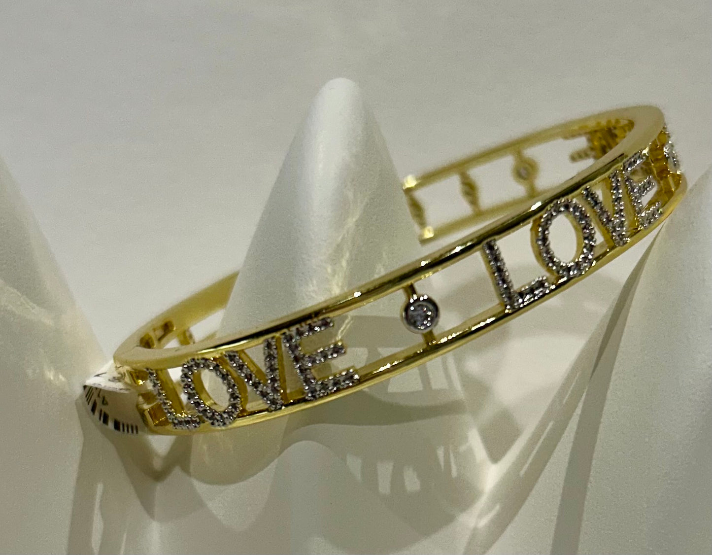 Gold Open Pave Love Bangle