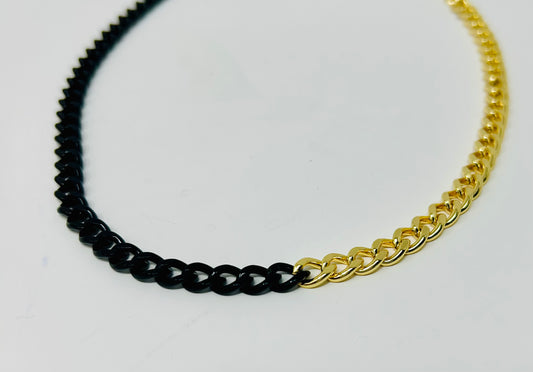 Black/Gold Teca Enamel Necklace