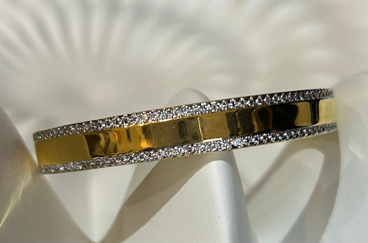 Thick Gold Bracelet  with Pave Trim