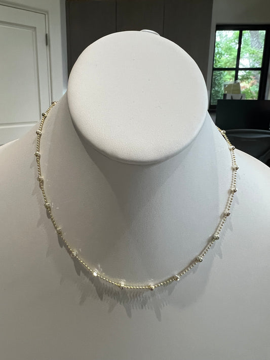 2 Tone Ball Chain w White Diamond Cut Satelites