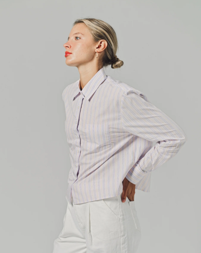 Long Sleeve Boxy Crop Lavender/Yellow