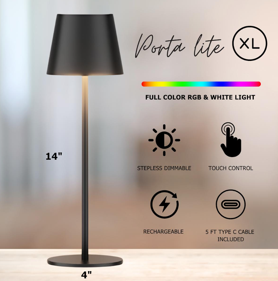 LED Touch Lamp 14" Black and Blush