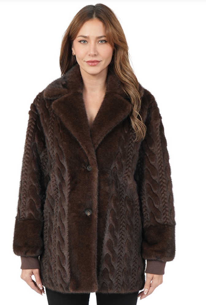 Brown Cable Faux Fur