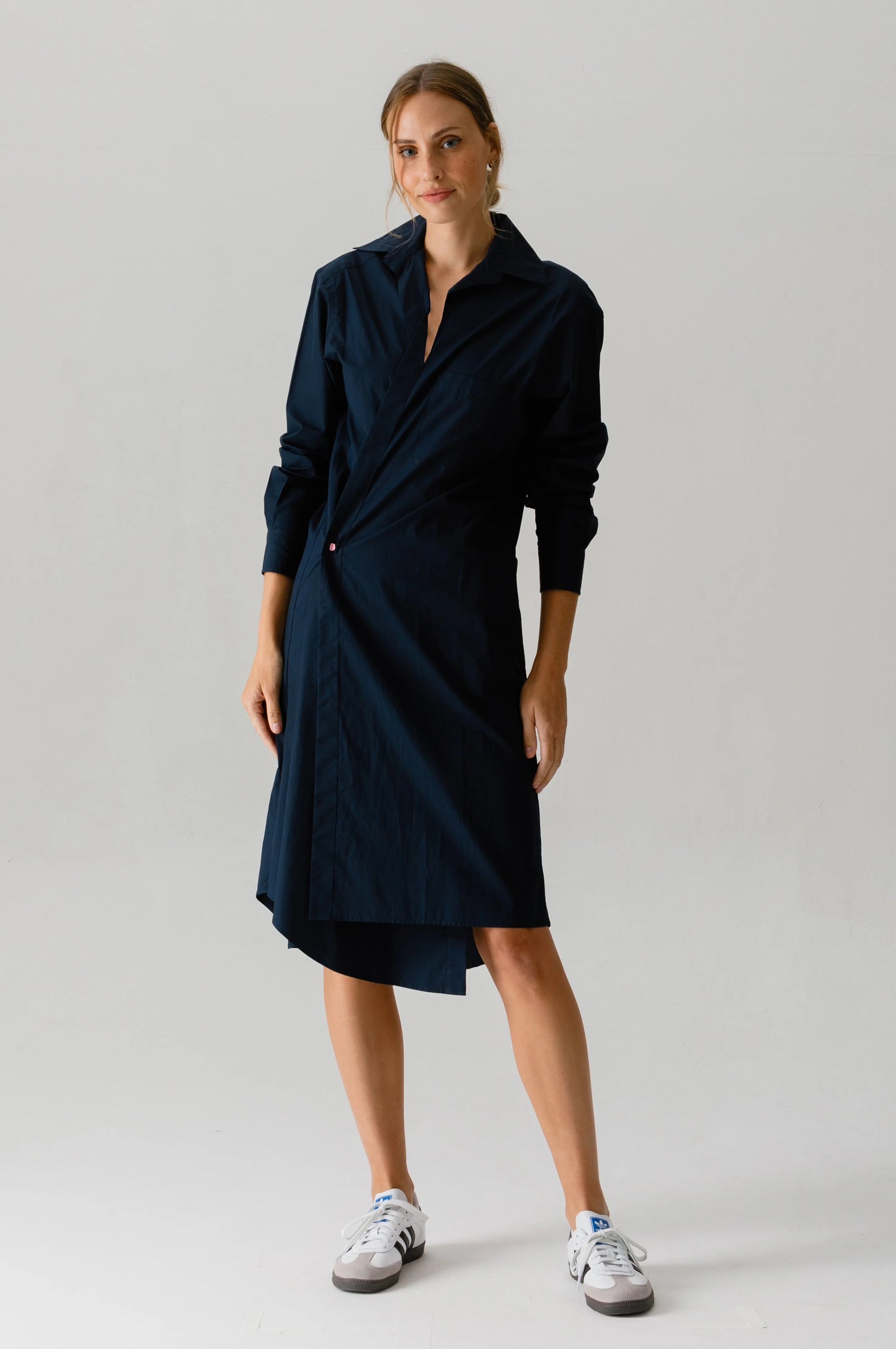 Navy Midi Shirt Dress