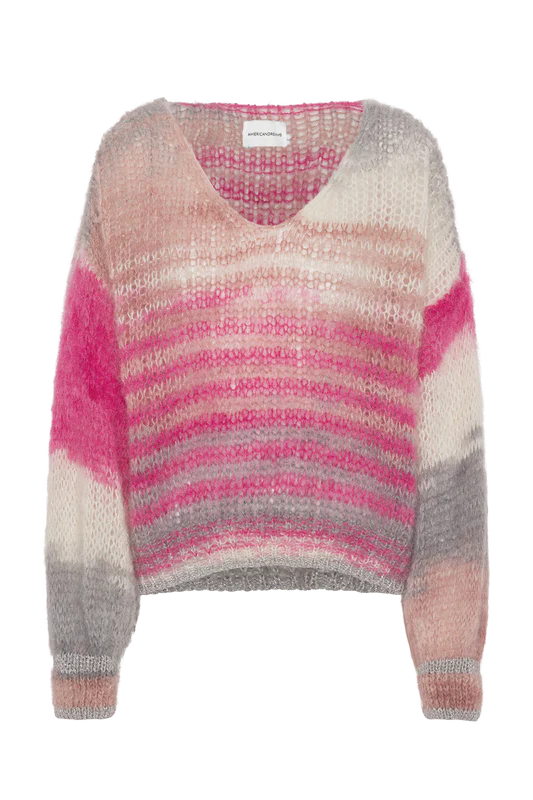 Multi Striped Pink Milana LS Mohair Knit