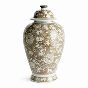 LARGE PROVINCE LOTUS LIDDED GINGER JAR
