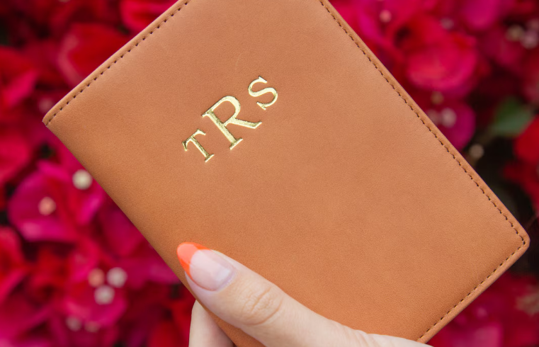 Tommy Leather Passport Holder with Monogram - CALL TO SPECIAL ORDER