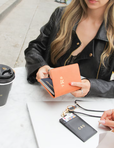 Tommy Leather Passport Holder with Monogram - CALL TO SPECIAL ORDER