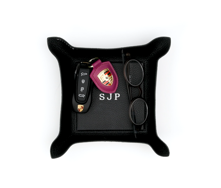 Perry Leather Valet Tray with Monogram - CALL TO SPECIAL ORDER