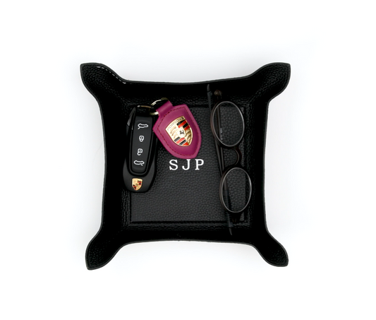 Perry Leather Valet Tray with Monogram - CALL TO SPECIAL ORDER