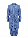 The Wrap Front Dress Royal Blue Stripe Dress