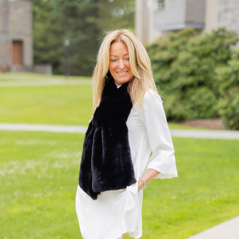 Black Faux Fur Scarf