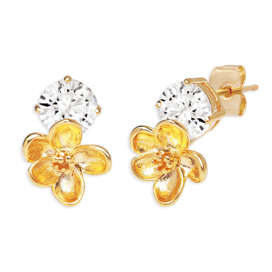 CZ Earring with Flower