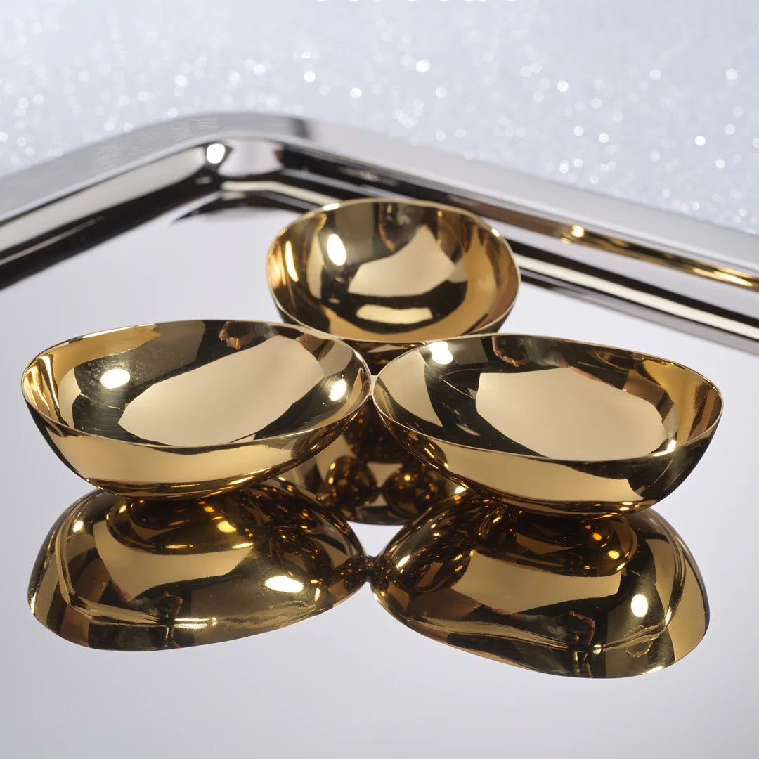 Triple Nut Bowl-Polished Gold