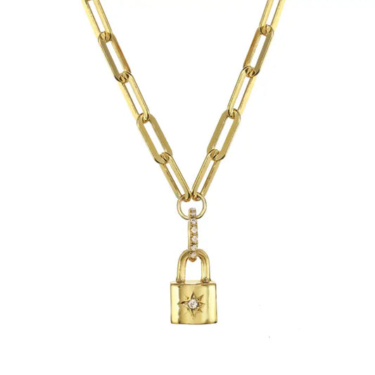14k Gold Filled Delicate Padlock Pendant Necklace