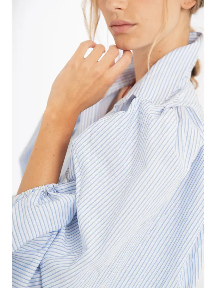 Samba Poplin Shirt - Light Blue and White Stripes