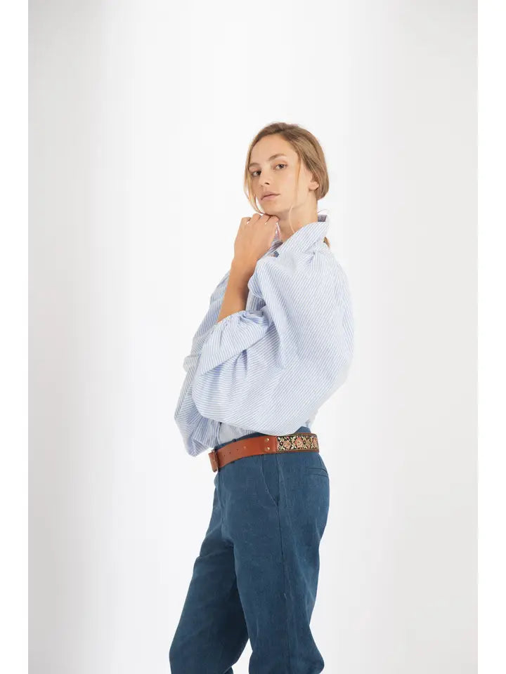 Samba Poplin Shirt - Light Blue and White Stripes