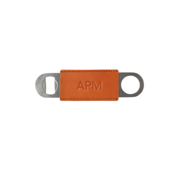 Leather Pocket Bottle Opener with embossed monogram
