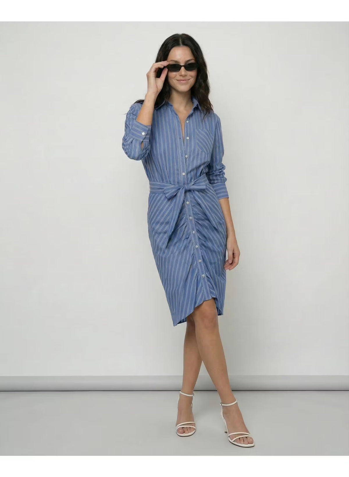 The Wrap Front Dress Royal Blue Stripe Dress