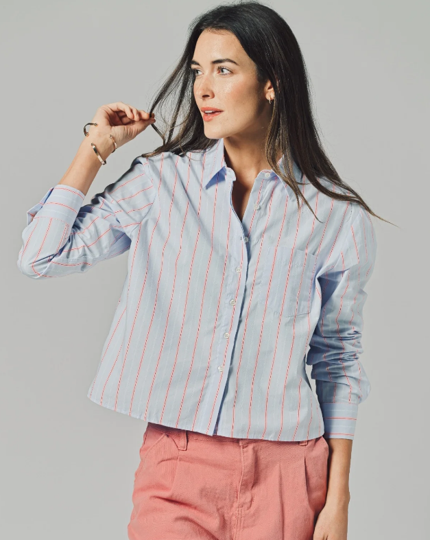 Long Sleeve Boxy Crop Blue/Red