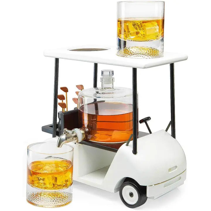 Golf Cart Whiskey Decanter with Glasses