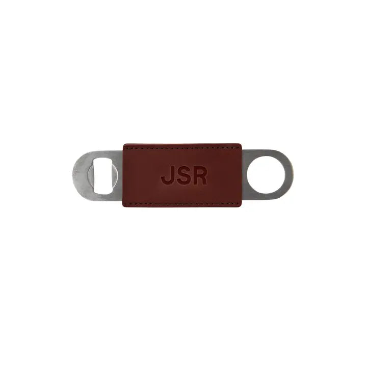 Leather Pocket Bottle Opener with embossed monogram