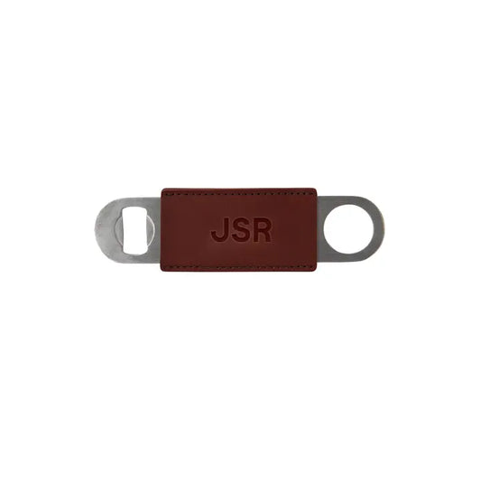 Leather Pocket Bottle Opener with embossed monogram