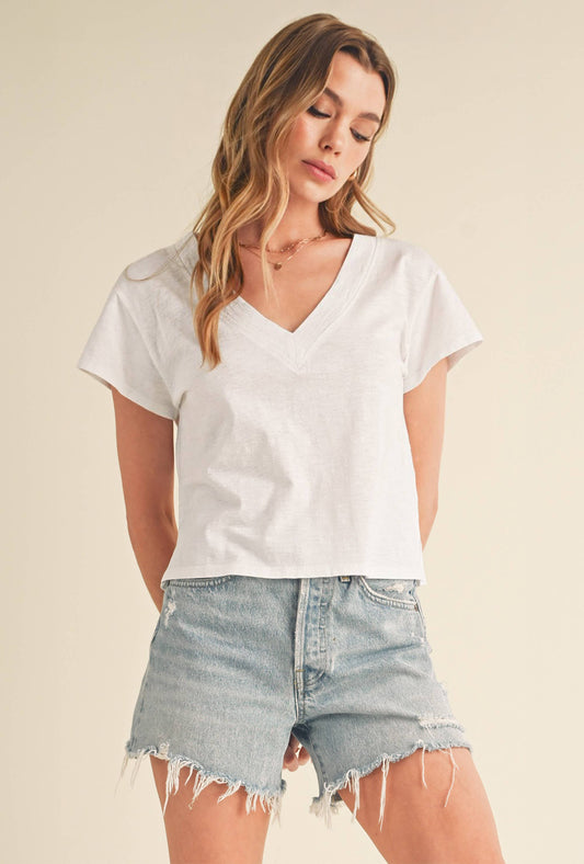 White Til V-Neck Baby Top