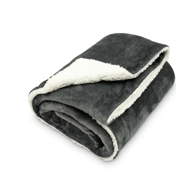 Soft Plush Sherpa Blanket Grey