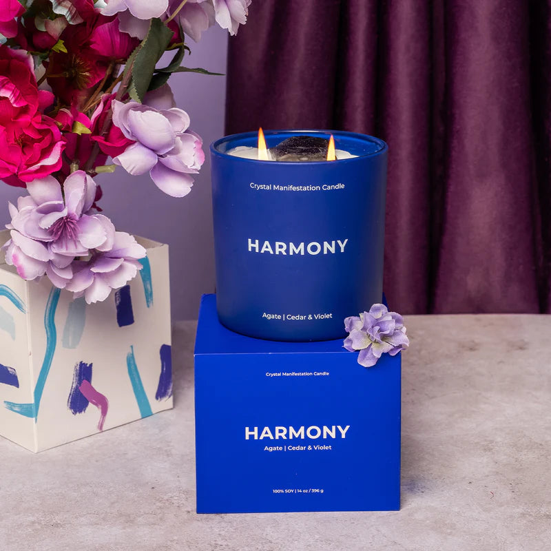 Harmony Crystal Candle - Cedar and Violet