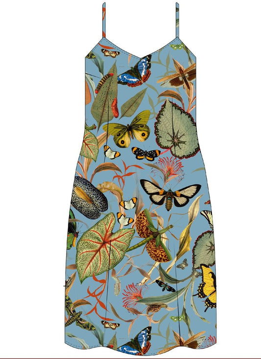 SHORT NIGHTGOWN AQUA BUTTERFLY