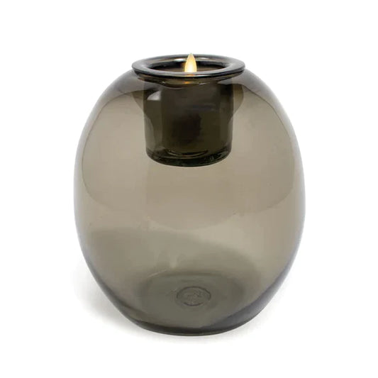 Glass Oval with Replaceable Candle Smoke