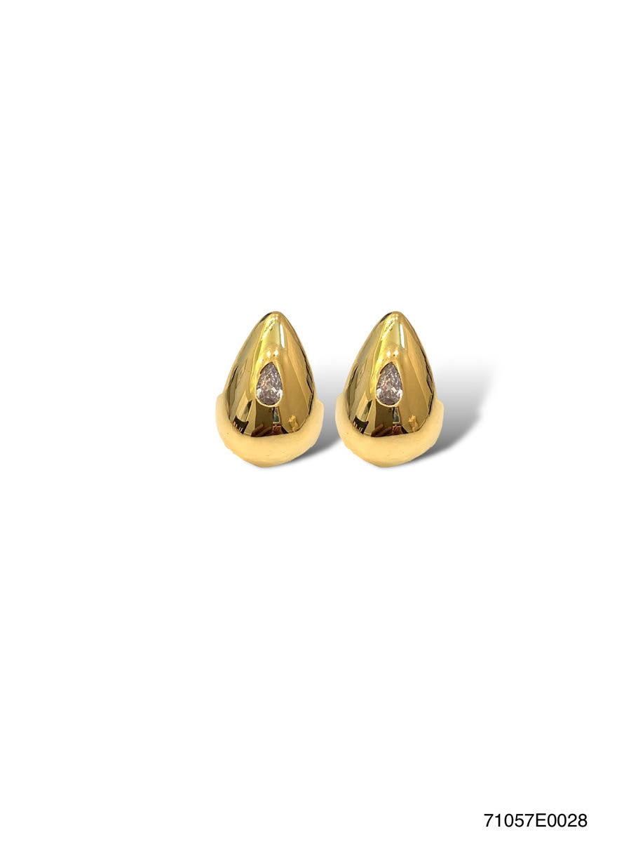 Madison Pear Huggies E, G, Clear Stone Earring