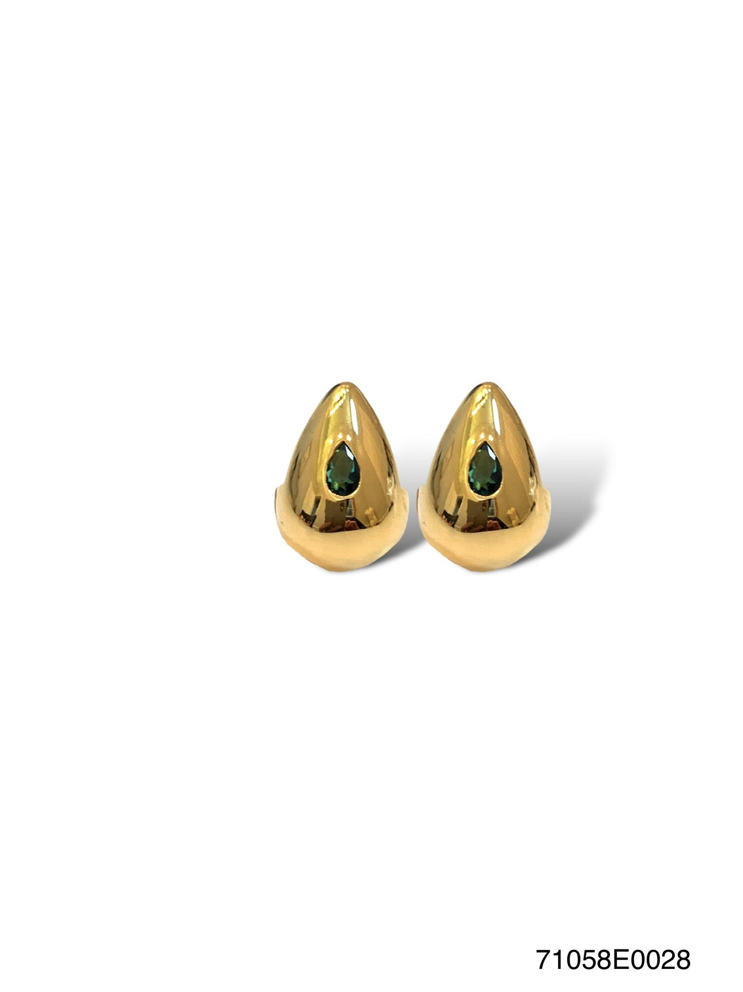 Madison Pear Huggie E, G, Emerald Earring
