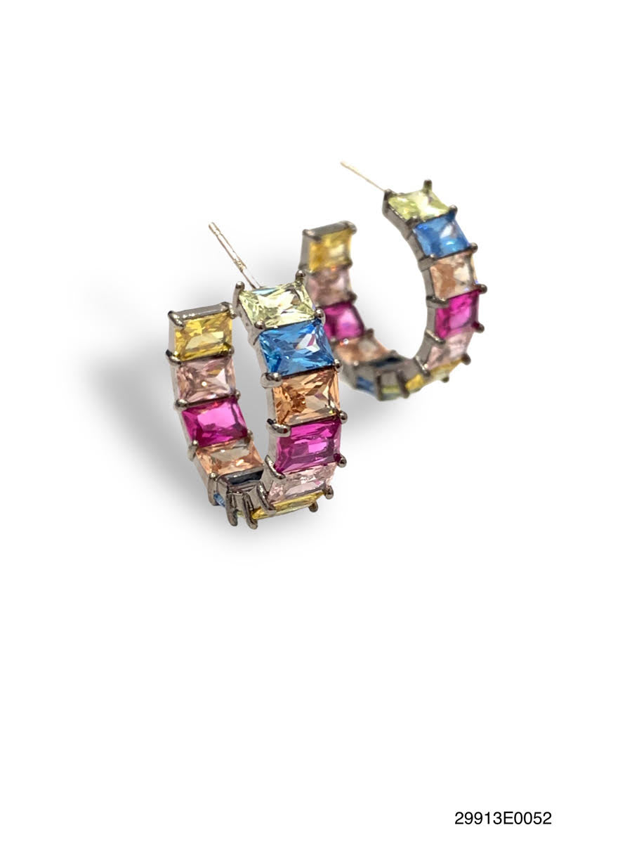 Juliana emerald cut 24 stone inside out hoop earring